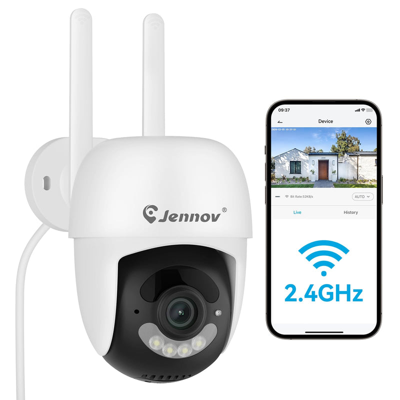 Jennov 5MP Wireless Security Camera System – Add-On Outdoor/Indoor Camera (Outlet-Powered)，Night Vision, Motion Detection, IP66 Weatherproof, No Subscription Required，Only Work with P48 System P48 Add On Camera