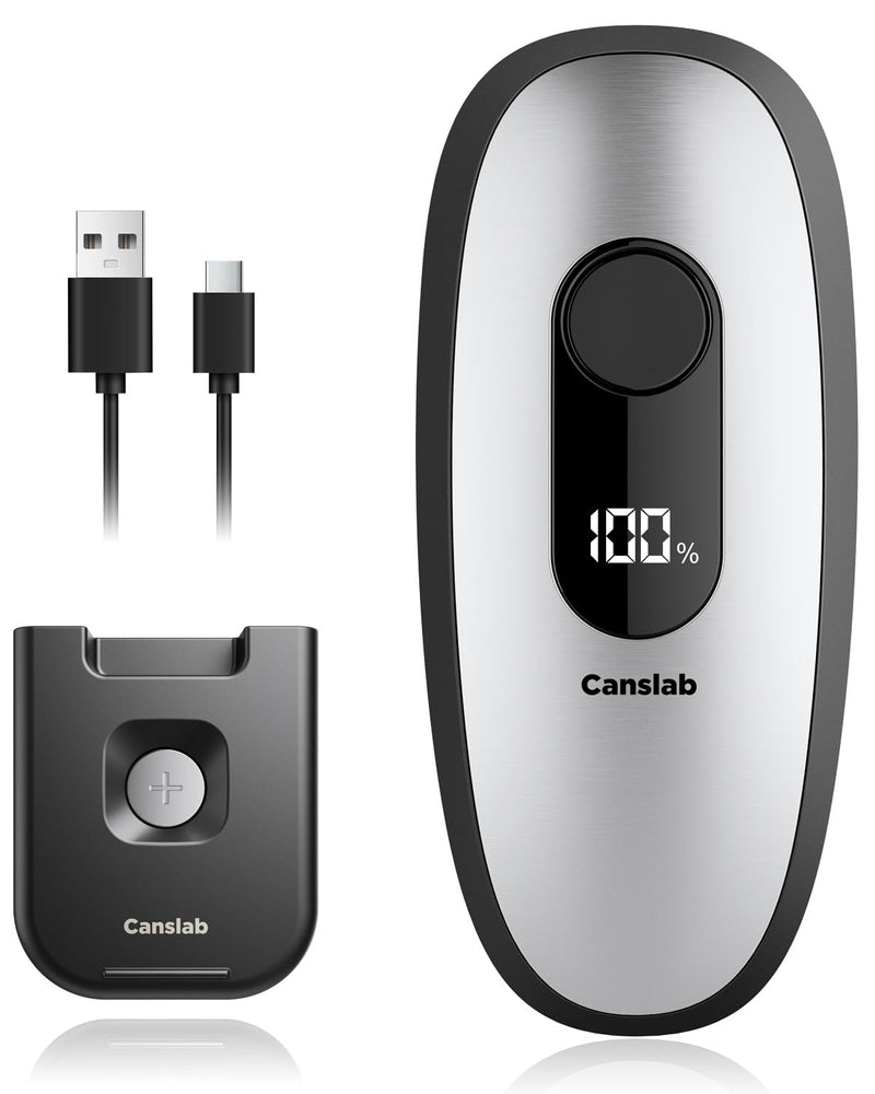 Canslab IRON Stainless Steel Rechargeable Can Opener: Wall-Mountable Easy Storage, Smart Auto Stop& LED Battery Track, Hands-Free Operation, 200 Cans Per Charge, Smooth Edge, Professional-Grade Blade