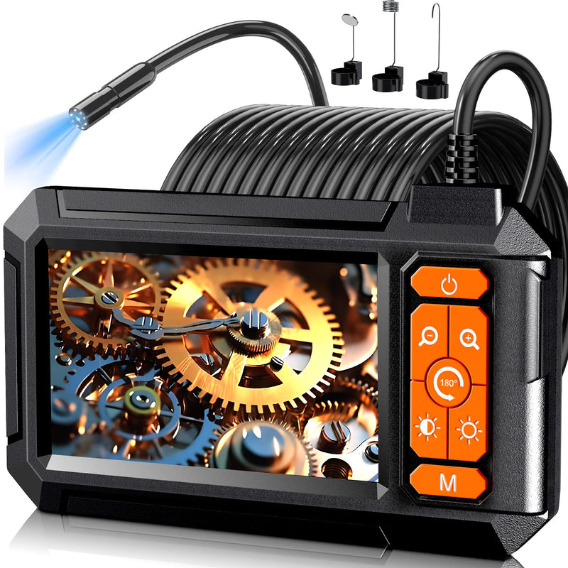 Daxiongmao Borescope Camera, 1080P HD IP67 Waterproof Endoscope with LED Light, 4.3" IPS Screen Flexible Snake Camera for Automotive Engine, Pipe, Wall & Vent InspectionI 4.3" P410 Borescope