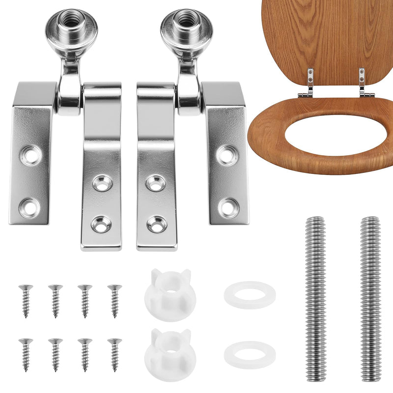 1 Set Universal Toilet Seat Hinges, Chrome-Plated Metal Hinges, Toilet Seat Replacement Parts with Bolts Screws and Nuts for Bathrooms, Hotels, Public Places 1 Set