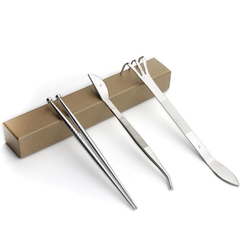 Bonsai Tools 3-Piece Alloy Steel Root Rake Hook Tweerzers Set (NBKG-01)