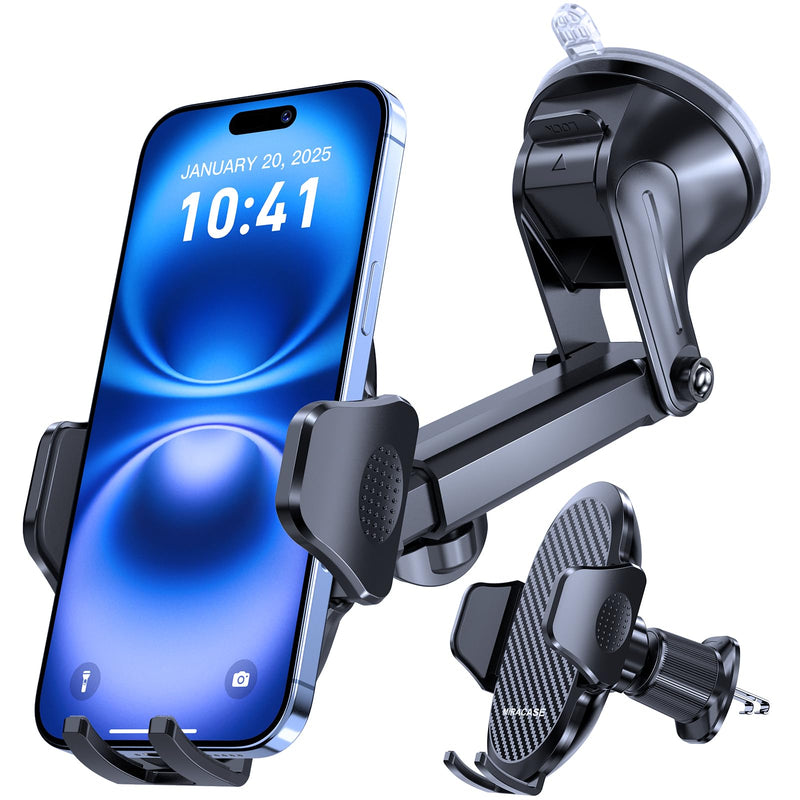 Miracase Phone Holders for Your Car, [Thick Case & Heavy Phone Friendly] Universal Cell Phone Car Mount, 3-in-1 Phone Mount for Car Dashboard Windshield Air Vent Fit for All Smartphones, Dark Grey