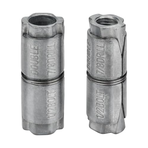 10 Pack Sieqioor 1/2" x 2-1/2" OD 7/8 Double Expansion Shield Anchors 1/2"x2-1/2"x7/8" 10 Pack