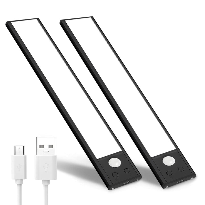 2 Pack Motion Activated RV Step Lights, USB Rechargeable 48 LED Rv Light Camping Camper Lights Adjustable 3 Color for Motorhome Travel,Travel Trailers, Camper (Black) Black 48LED(2pack)