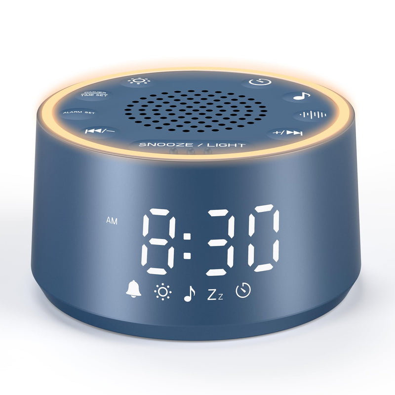 Dreamegg Sound Machine & Alarm Clock - White Noise Machine with 7 Wake-Up Sounds, 0-100% Dimmable, Night Light, Sound Machine for Sleeping, Office, Home, Travel Essentials Gift, Navy Palm-sized (D1 Nova)