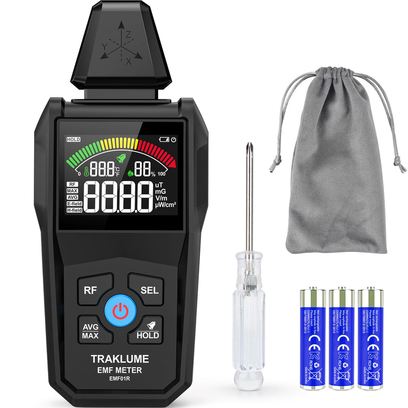 EMF Detector Meter Radiation Detector for Home Digital EMF Reader for Radio Frequency Radiation 5-in-1 EMF Meter for Electromagnetic Radiation EMF Tester for Cell Phone Ghost Hunting Equipment Black