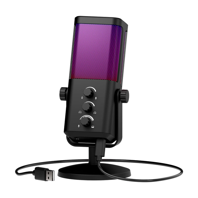 XTUGA M7 Dynamic Microphone for Gaming Streaming with RGB Light,Computer Condenser Mic Noise Reduction Real-Time Monitoring for Podcast,Studio,PC,PS5,Mac,YouTube