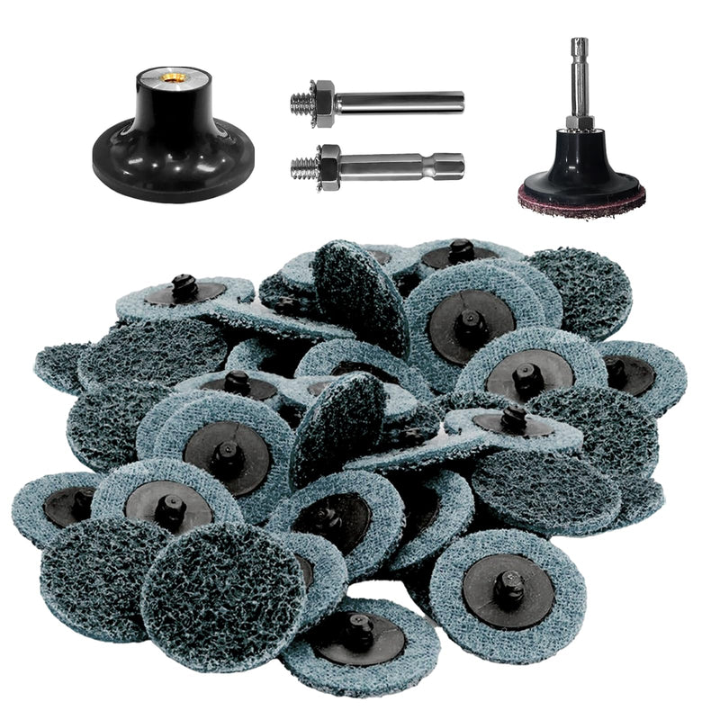 50Pcs Surface Conditioning Disc Sanding Discs 1/4'' Holder Quick Change for Paint Rust Removal Surface Strip Polishing Grind Burr Finish Burr Finish (2 Inch/Fine/180-240Grit/Blue) BLUE 180 Fine 2INCH