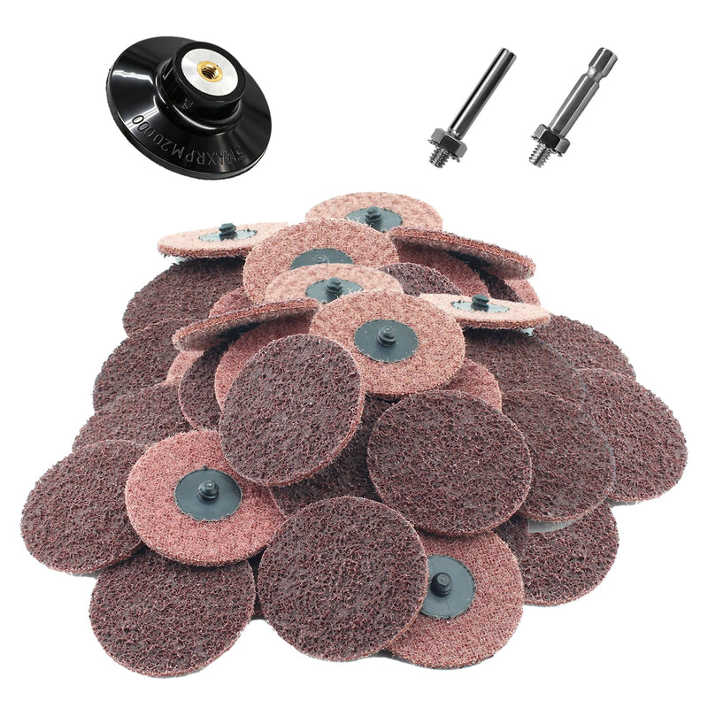 50Pcs Surface Conditioning Disc Sanding Discs 1/4'' Holder Quick Change for Paint Rust Removal Surface Strip Polishing Grind Burr Finish Burr Finish (3 Inch/Medium/100-150Grit/Red) RED 120 Medium 3INCH
