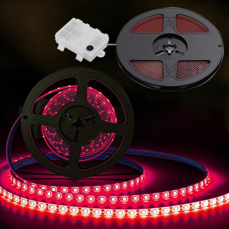 Shangyuan Marine LED Strip Lights with Battery Box for Pontoon Under Deck Lights, Battery Operated Boat Interior Lights for Fishing Sailboat Kayak, Boat Accessories, 5m (16.4ft) (red) Red