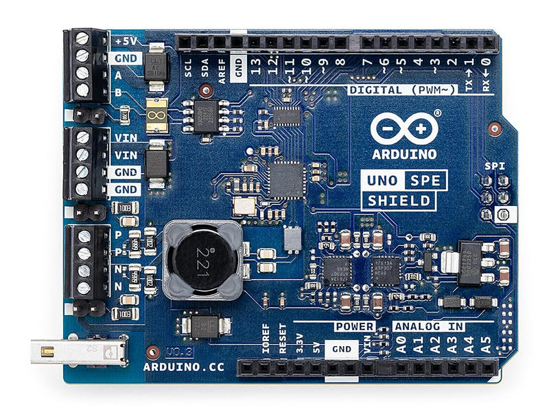Arduino UNO SPE Shield [ASX00073] - Add Single Pair Ethernet (10BASE-T1S) with PoDL + RS485 to Arduino UNO R4, Industrial IoT, Legacy Integration, Smart Factory & Building Automation
