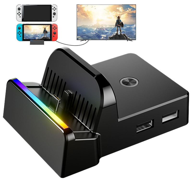Switch Docking Station Switch Dock for Nintendo, Portable Switch TV Adapter Support 4K/60HZ Switch TV Dock Mode Compatible Switch/Switch OLED, Switch Travel Dock with HDMI2.0 USB3.0 Port