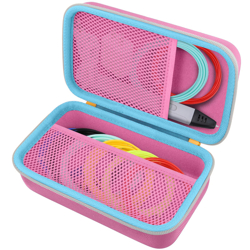 co2CREA Storage Organizer Case for 3D Printing Pen Set, Hard Case Compatible with SCRIB3D P1/Advanced, MYNT3D Super/Advanced, 3Doodler Start+/Flow/PRO and Filament Refill（Pink Case + White Zipper） Pink Case + White Zipper