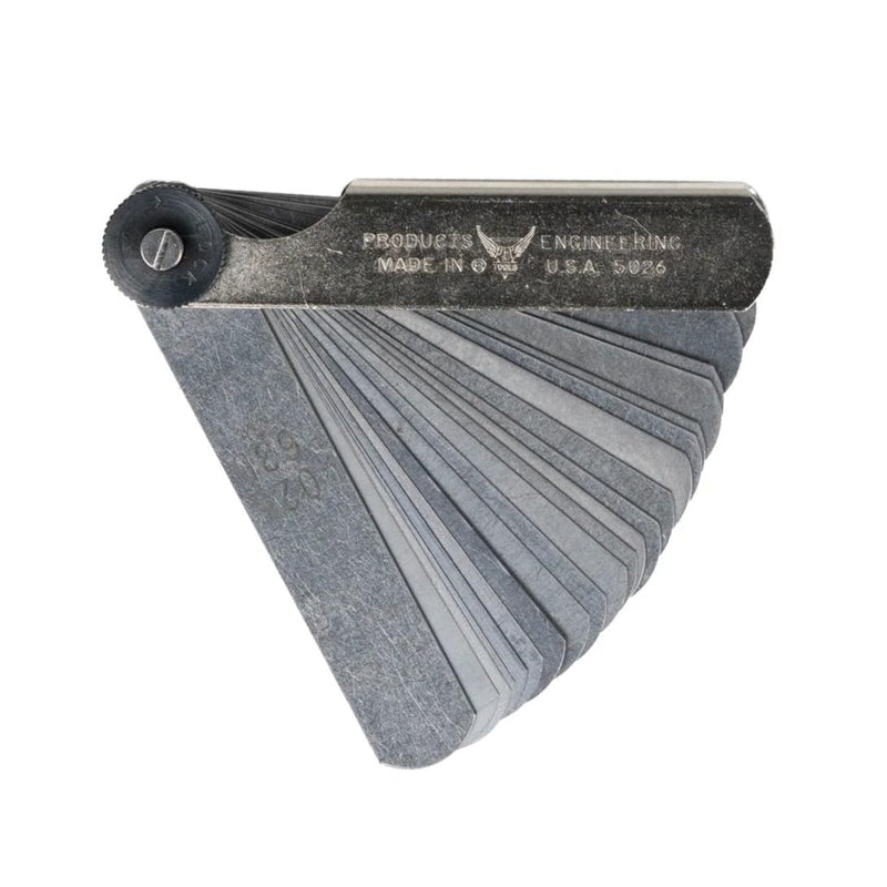 PEC Tools Feeler Gauge Set, 26 Straight Blades, 0.0015-0.025", Made in USA Straight Leaf 0.0015-0.025''