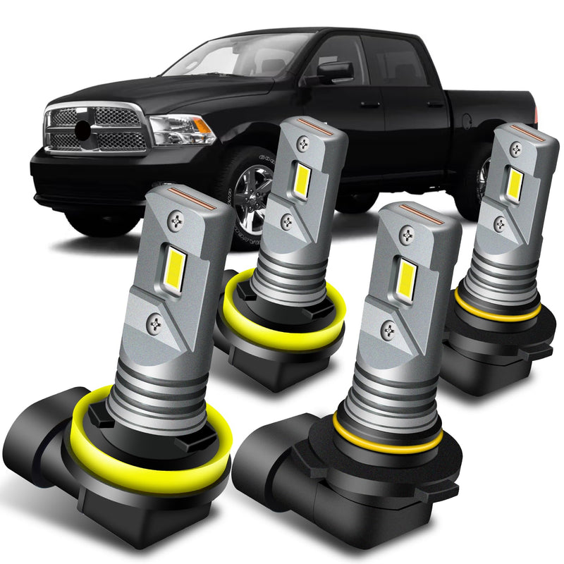 Dodge RAM 1500 2500 3500 High Low Beam Light Bulbs 2009 2010 2011 2012 2013 2014 2015 2016 2017 2018 2019 2020 2021 2022 2023, 6000K White Super Bright, Plug n Play, Pack of 4 DODGE RAM 1500/2500/3500(2009-2023)4pcs