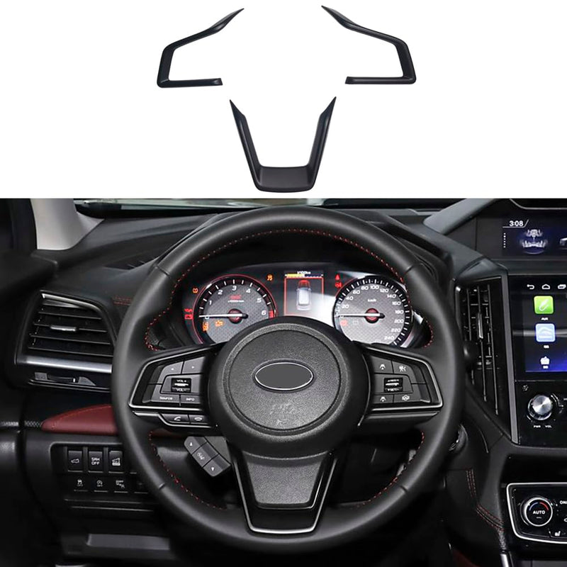 Kolya Compatible with 2019-2025 Subaru Forester Outback Crosstrek Accessories Steering Wheel Frame Tirm Button Cover (Matte Black) Matte Black