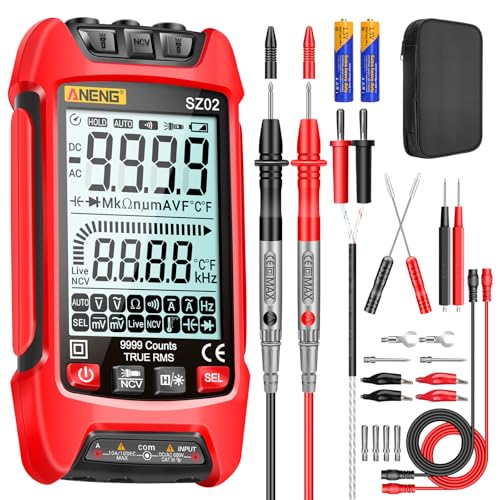 ANENG SZ02 Digital Multimeter Tester, TRMS 9999 Count Auto Range Volt Meter Multicolored