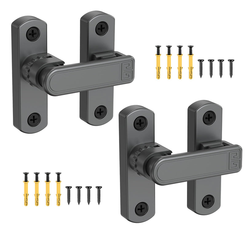 90/180 Degree Sliding Barn Door Lock, Adjustable Zinc Alloy Security Door Locks and Latches for Closets, Windows, Liquor Cabinets, Garden/Fence/Shed/Wooden Gate (Grey-2PCS) Grey-2PCS