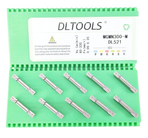 DLTOOLS Industrial MGMN300 PVD Coated(Black&Grey) CNC Grooving Carbide Inserts Cutting Tools for Steel,10pcs DL-MGMN300 PVD Coated(black&grey)