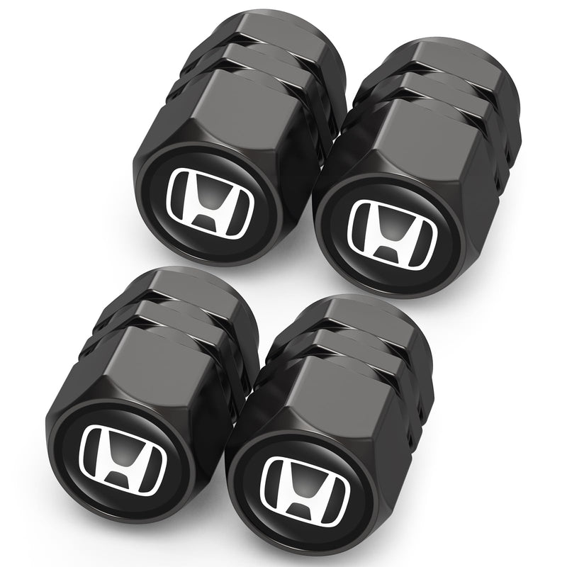 Tire Valve Caps, Valve Stem Caps Fit Honda Accord Civic Fit CRV Pilot EX CR-V EX-L Touring Pilot, Alloy Car Tire Caps for Corrosion Resistant Leak-Proof Car Accessories, Black Fit-b8