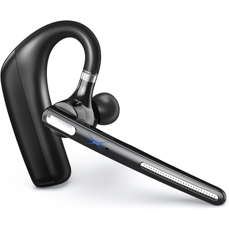 Bluetooth Headset, Wireless V5.4 Bluetooth Earpiece with Dual Noise Cancellation Mic with iPhone and Android, 110H Talktime Hands-Free Headphone for Trucker/Business/Office (Black) Black