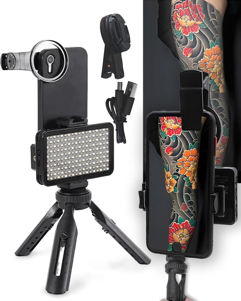 Tattoo Light Kit 120 LED Beads with 52mm CPL Filter, Photograpgy Lighting for Tattooing Equipment Supplies, TikTok, Phone, Camera, Laptop, Pad