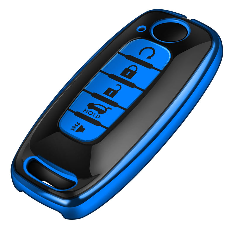 Tukellen for Nissan Key Fob Cover, Premium TPU Plated Case for 2023-2025 Pathfinder Rogue Ariya Versa Kicks Sentra Armada Murano Smart Remote Key Protector (Blue, 5 Buttons) Blue