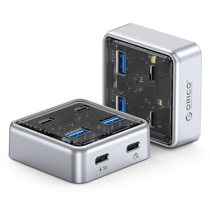 ORICO 10Gbps USB-C Hub, 4-Port Zinc Alloy USB 3.2 Splitter with 2 USB-A & 2 USB-C Ports, High-Speed Data Extender for Laptops, PCs, Desktops, and More (1.64Ft) 1.64Ft