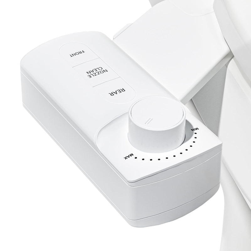 ‌BIGCOW Ultra-Slim Bidet Attachment, Self-Cleaning Dual Nozzle (Front/Rear Wash), One-Finger Command, Ergonomic 3+1 Tactile Controls, Pressure Dial & Tool-Free Install, Instant Hygiene Upgrade