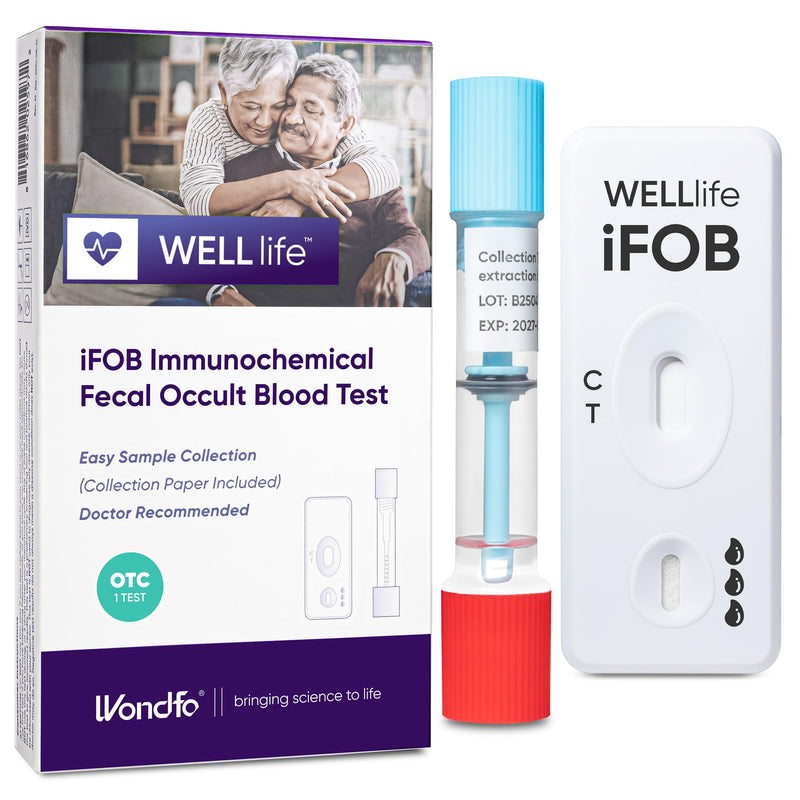 WELLlife iFOB Immunochemical Fecal Occult Blood Test, Colon Screening Test Kit Stool Test at Home Easy to Use, 1 Test Detect Hidden Blood in 10 Minutes FOB Test for Home 1T