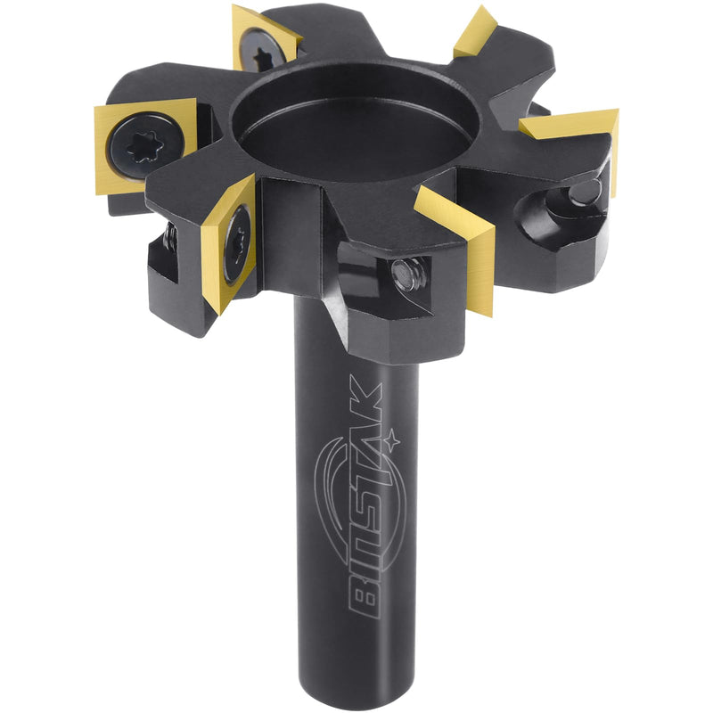 CNC Spoilboard Surfacing Router Bit, 1/2" Shank 2" Cutting Diameter, 6 Wings Carbide Insert Slab Flattening Router Bits Wood Planing Planer Bit Surfacing Bit 1/2" Shank-2" Cut Dia. (6 Inserts)