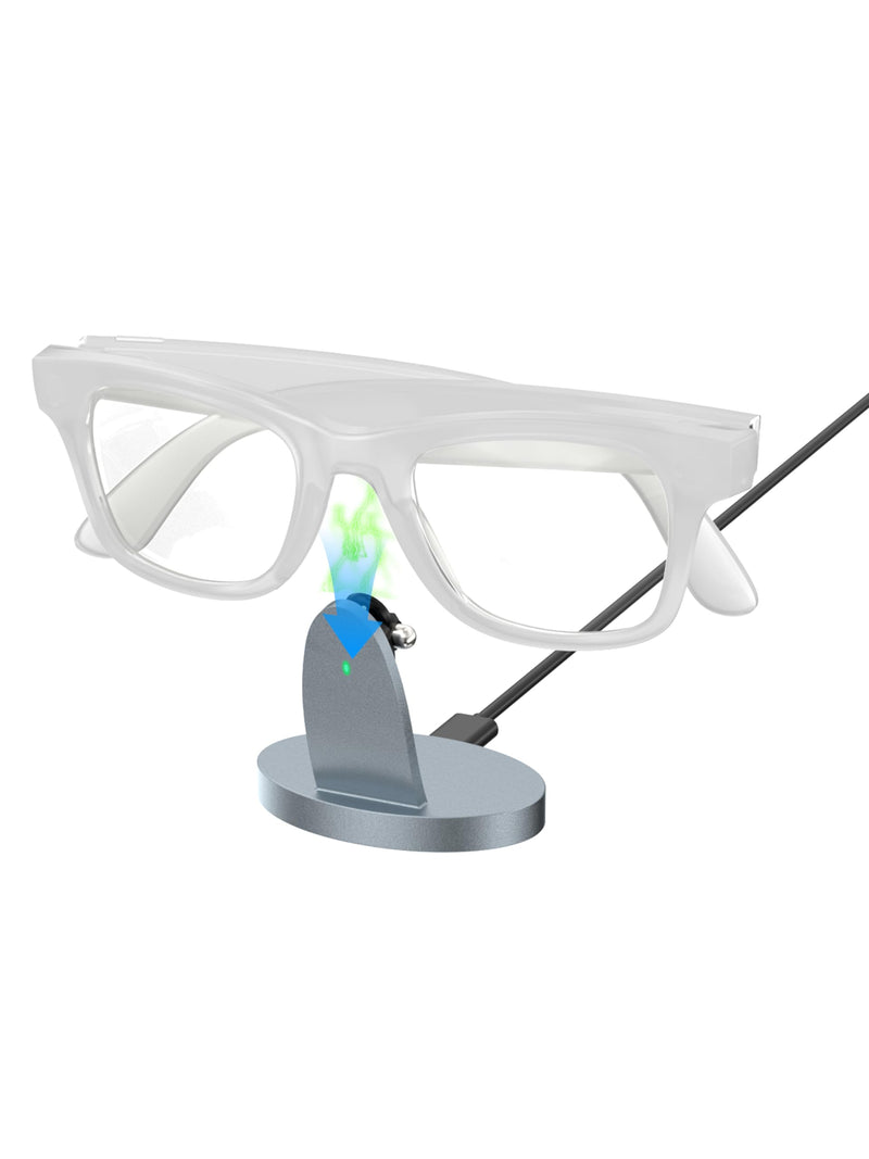 Charging Dock Compatible with RayBan Meta Smart Glasses & Oakley Meta – LED Indicator, Safety Chip & Stable Base – Works as Charging Stand (Grey) GREY