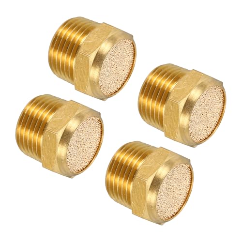 MECCANIXITY 4pcs Male Air Pneumatic Mufflers 3/8" NPT Sintered Bronze Muffler Air Fittings for Pneumatic Tool and Industrial Machinery