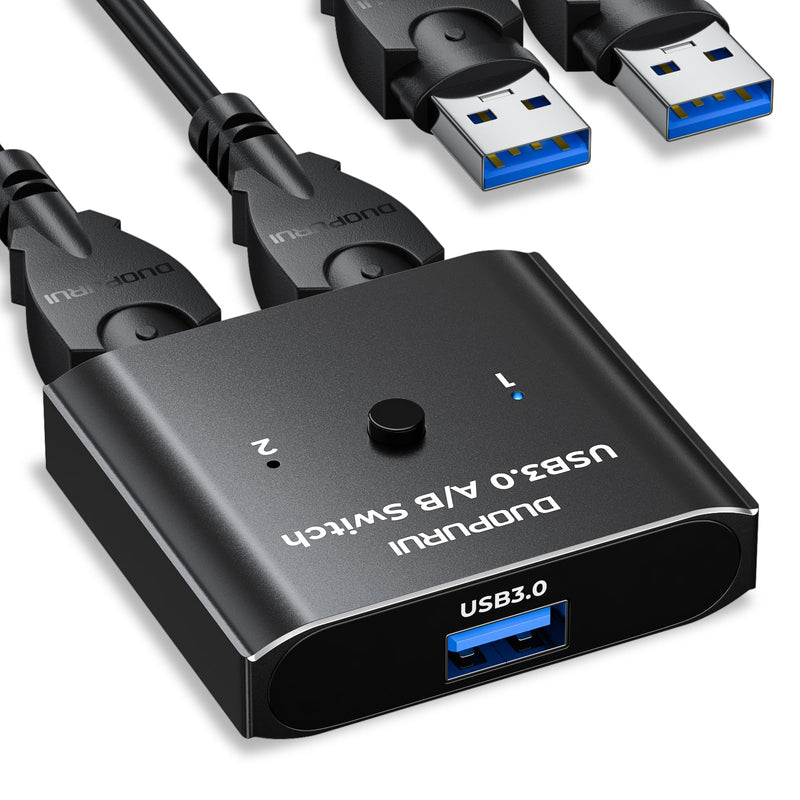 USB 3.0 Switch 2 in 1 Out / 1 in 2 Out Bi-Directional,USB Switcher 2 Computers Share Printer Keyboard Mouse Scanner,Printer Splitter for 2 Computers with 2 USB3.0 Cables (USB3.0)