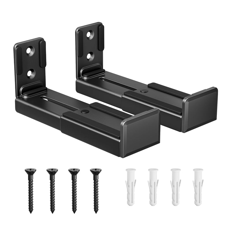 Soundbar Wall Mount,33lbs Capacity,Adjustable Depth Height from 3.5" to 6.1",Soundbar Mounts Under TV for Wall, Black