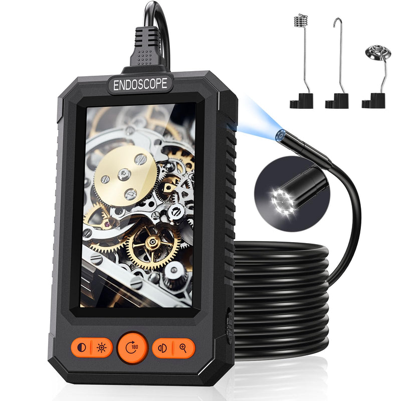 BlueSwan Borescope Camera with Light, 16.4ft Semi-Rigid Cord Snake IP67 Waterproof HD Endoscope Inspection Camera for Automotive Engine, Wall, Pickup Tool Set, Cool Gadgets, Birthday Gifts for Men Dad Built-in Screen