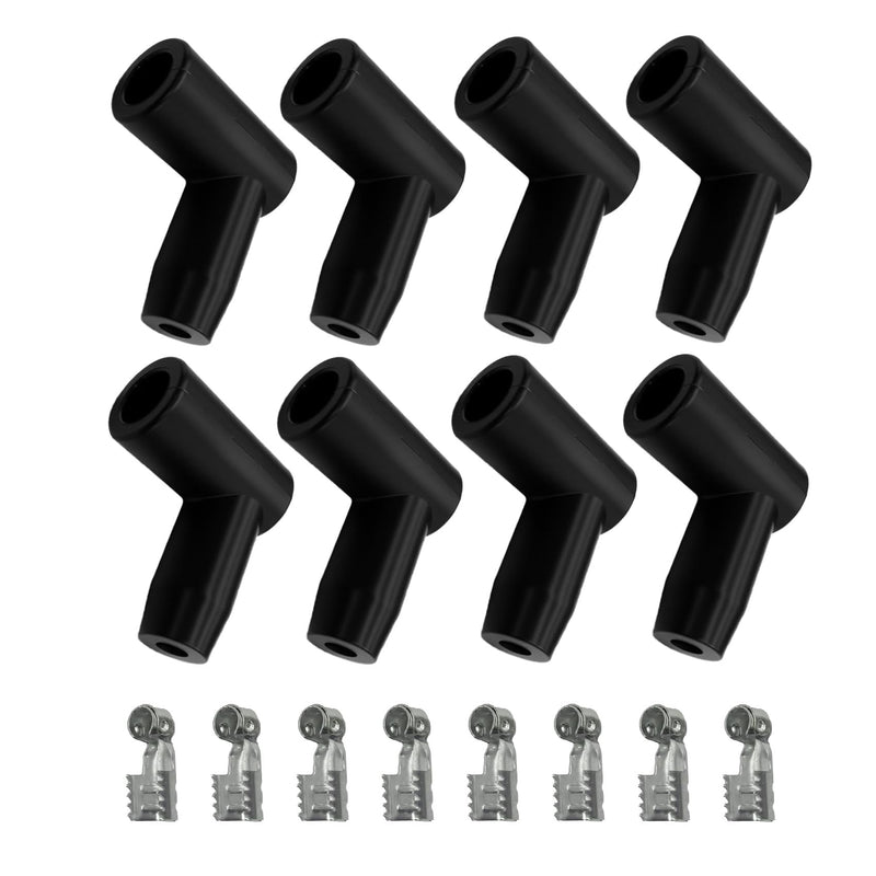 8PCS Spark Plug Boot Terminal Kit, Automotive Replacement Ignition Coil On Plug Boots, 90 Degree HEl Distributor and Coil Boot lgnition Wire, Car Accessories for 6mm 7mm 8mm 9mm 10mm Wires