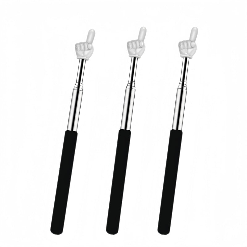 3Pcs Telescopic Pointer Finger Stick, Extendable Teacher Hand Pointer, Mini Retractable Classroom Pointer for Elementary Kindergarten Teacher, School Classroom Supplies (Black)