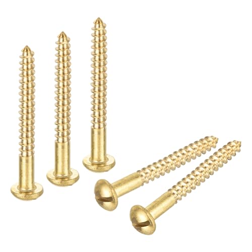 uxcell Wood Screws M3 x 25mm Slotted Round Head Copper Self-Tapping Screw for DIY Woodworking Home Industry 200 Pcs