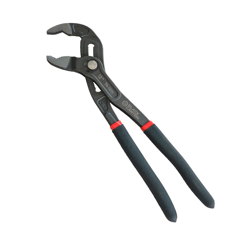 BLACK CANYON 12" Tongue and Groove Pliers, V-Jaw Groove Joint Plier with 25 Adjustable Positions, Heavy Duty 50 Cr-V Steel, Non-Slip Ergonomic Handle for Plumbing, Nuts, Bolts & Automotive Repair 12 IN