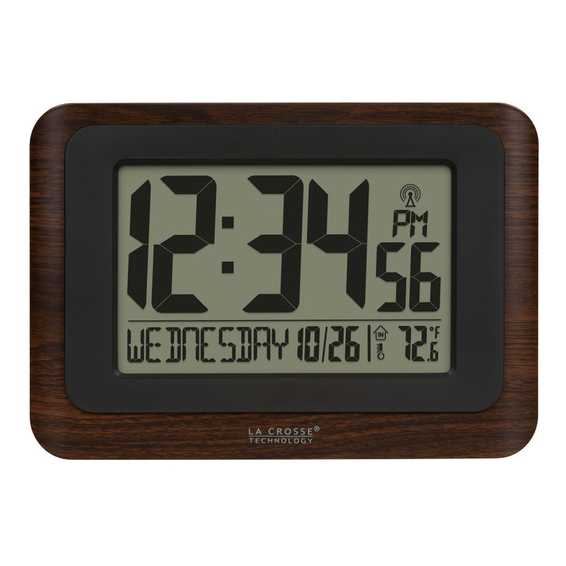 La Crosse Technology 513-17907-INT Digital Atomic Clock with Temperature - Walnut/Black 4.49 x 3.86 x 0.71 Contemporary