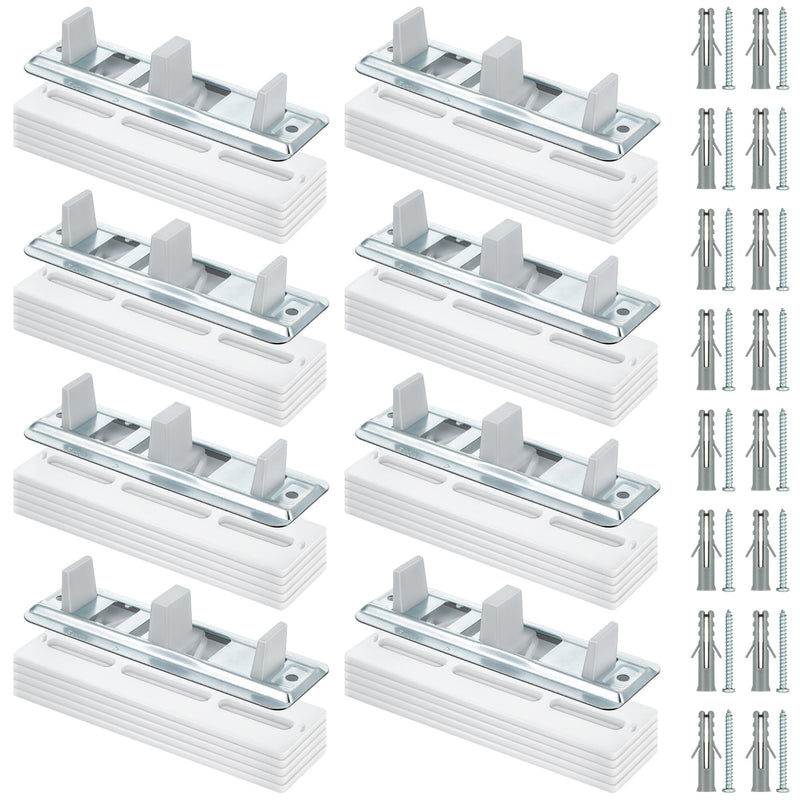 8 Pack Sliding Closet Door Floor Guides with Carpet Risers, Adjustable Sliding Closet Door Guide Fit 3/4'' to 1-3/8'' Thick Doors, White and Metallic (Metal) 8 Metal