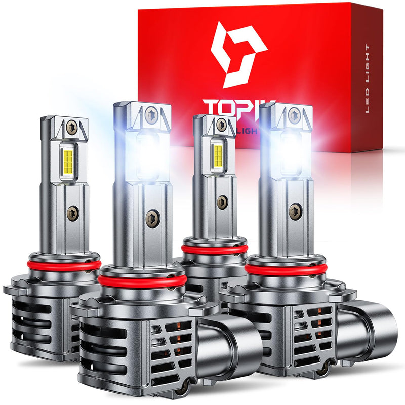 TOPIK 9005 9006 Light Bulbs Combo, 64000LM 6500K White 800% Super Bright HB3 HB4 Halogen Replacement Fog Light Bulbs or Off-Road Bulbs, Plug & Play, 4PCS 9005+9006