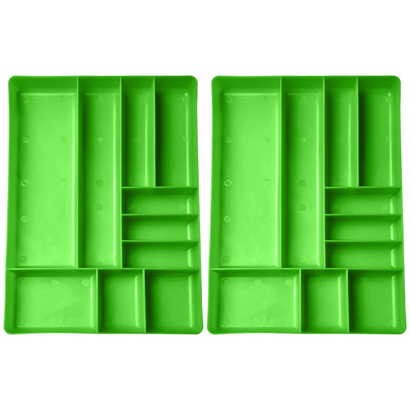 10-Compartments Tool Box Organizer Tray (2, Green) | Stackable Design, Drawer Organizer Tray, Tool and Parts Tray, Holder for Small Parts 2