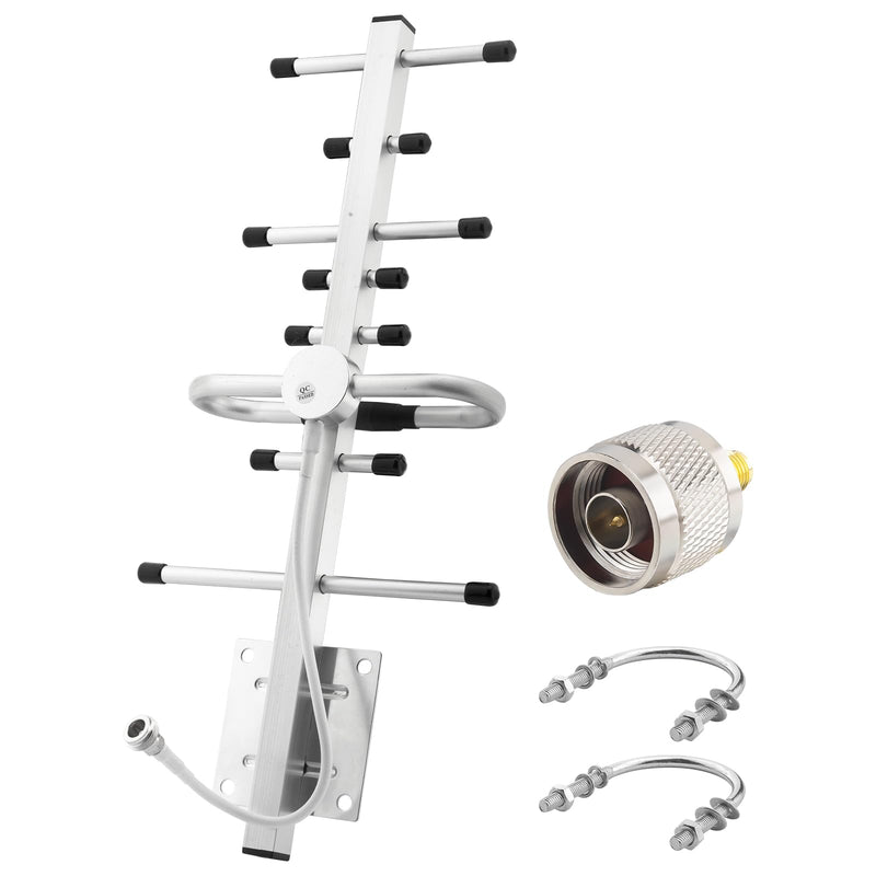 Directional Yagi Antenna for Cell Phone Signal Booster/Cellular Repeater with SMA Female N Connector 10dBi 4G LTE Broadband 698-2700 Mhz Universal Outdoor Antenna with 5ft RG58 Cable 4G N Female Antenna+N Male to SMA Female Adapter