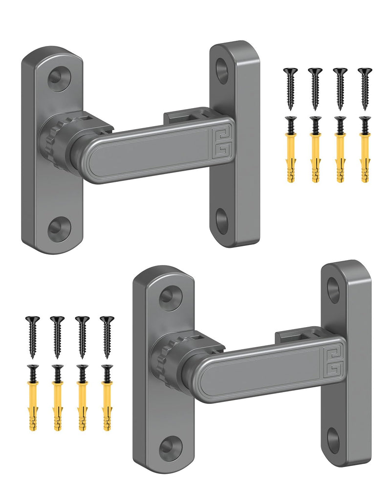 Adjustable Barn Door Locks, 90/180 Degree Sliding Door Latch, Protect Home Security Gate Latch for Bedroom, Barn, Cabinet, Garden, Fence (Grey-2 Pcs) Grey-2 Pcs