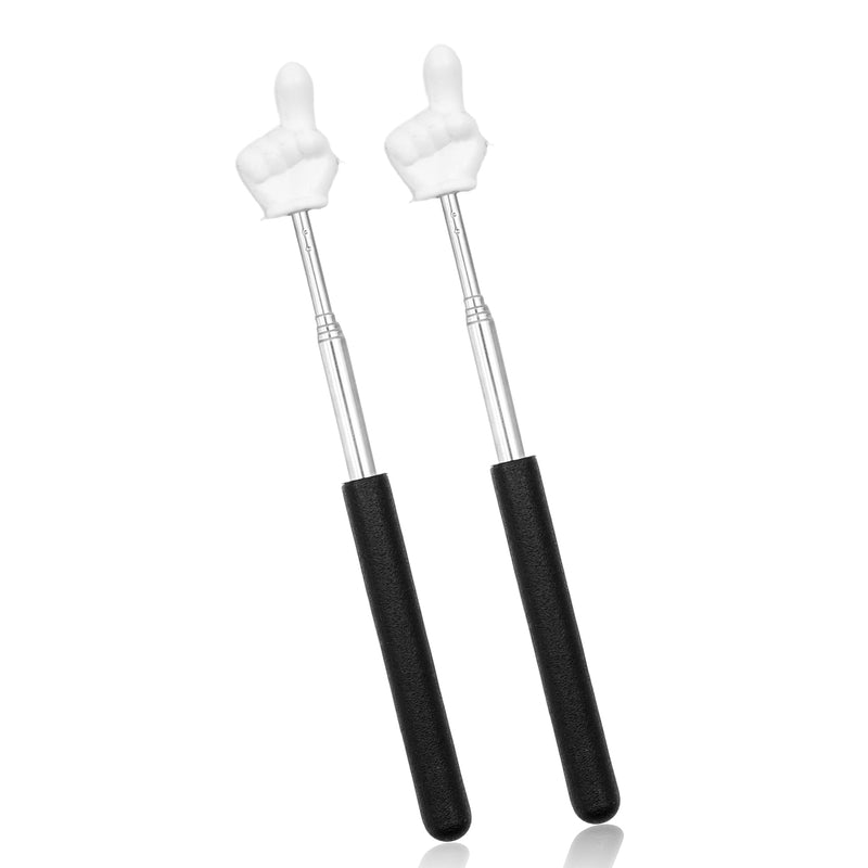 2Pcs Telescopic Teachers Pointer, Mini Pointer Finger Stick for Classroom, Retractable Hand Pointer for School Presentations (Black) Black