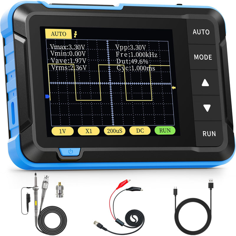 FNIRSI DSO152 Handheld Oscilloscope - 2.8" TFT Digital Oscilloscope Kit 200KHz Bandwidth 2.5MS/s High Sampling Rate Portable Pocket Oscilloscope, Trigger Function Auto/Nomal/Single Blue