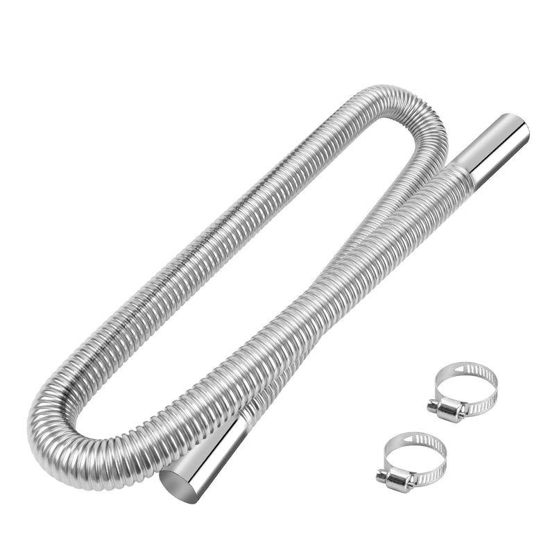 1 inch Stainless Steel Exhaust Hose, 59" Flexible Exhaust Pipe,Diesel Heater Flexible Exhaust Tubing with 2 Hose Clamps Generator Exhaust Hose Parking Air Heater Fuel Tank Diesel Gas 59in/150cm