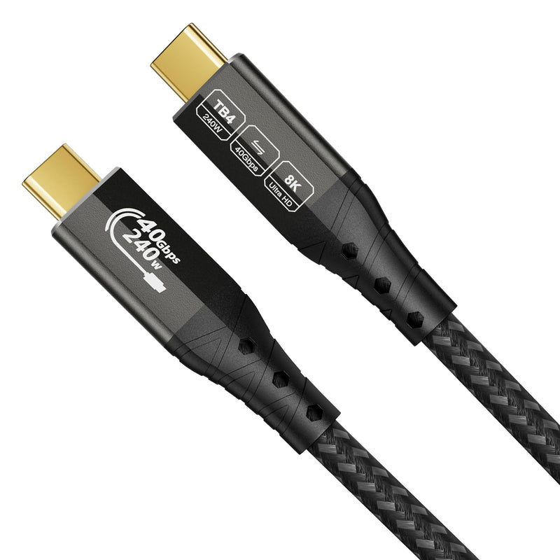 USB 4 Cable for Thunderbolt 4 Cable 1.6FT/0.5m, 40Gbps Data Sync, Supports 8K/4K Displays, 240W Charging, USB C Thunderbolt Cable, for Thunderbolt 3, iPhone 16 Series, SSD, MacBook, Docking 1.6FT*1